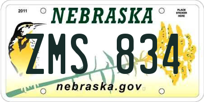 NE license plate ZMS834