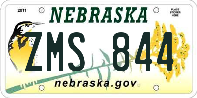 NE license plate ZMS844