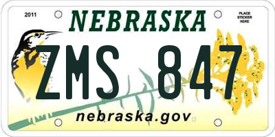 NE license plate ZMS847