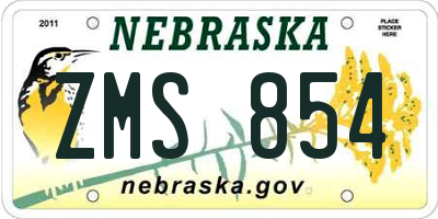 NE license plate ZMS854