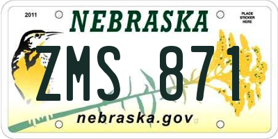 NE license plate ZMS871