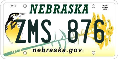 NE license plate ZMS876