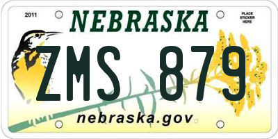 NE license plate ZMS879