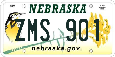 NE license plate ZMS901