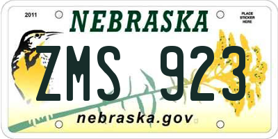 NE license plate ZMS923