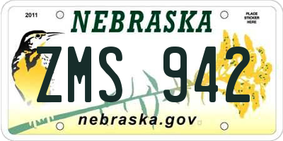 NE license plate ZMS942