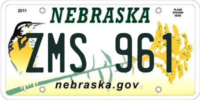 NE license plate ZMS961