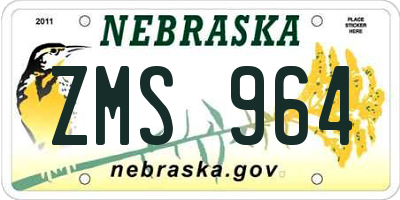 NE license plate ZMS964