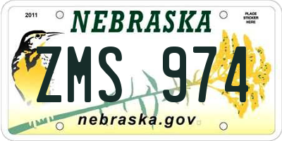 NE license plate ZMS974