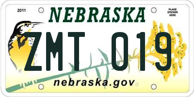 NE license plate ZMT019