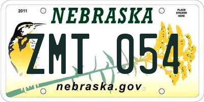 NE license plate ZMT054