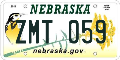 NE license plate ZMT059