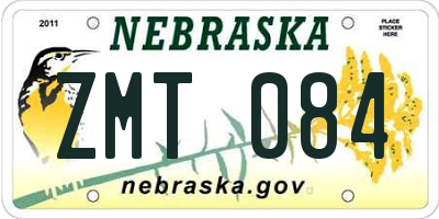 NE license plate ZMT084