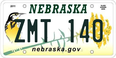 NE license plate ZMT140