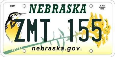 NE license plate ZMT155