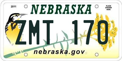 NE license plate ZMT170