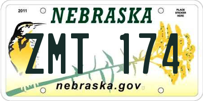 NE license plate ZMT174