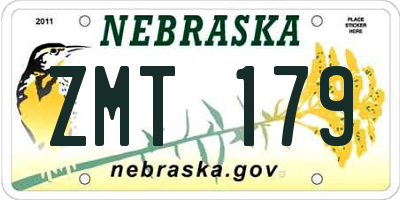 NE license plate ZMT179