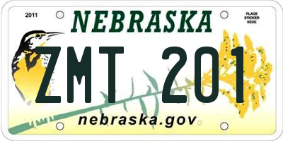 NE license plate ZMT201