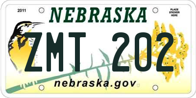 NE license plate ZMT202