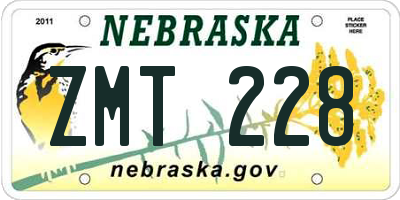 NE license plate ZMT228