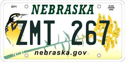 NE license plate ZMT267