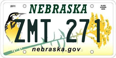 NE license plate ZMT271