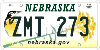 NE license plate ZMT273