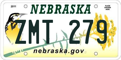 NE license plate ZMT279