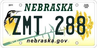 NE license plate ZMT288