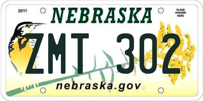 NE license plate ZMT302