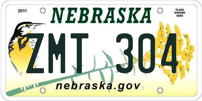 NE license plate ZMT304