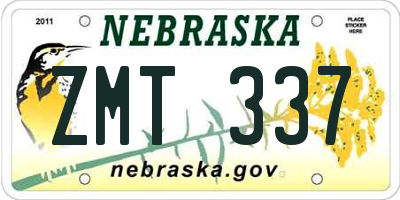 NE license plate ZMT337