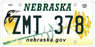 NE license plate ZMT378
