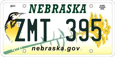 NE license plate ZMT395