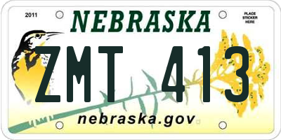 NE license plate ZMT413