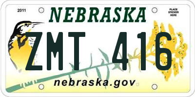 NE license plate ZMT416
