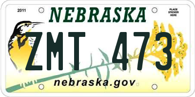 NE license plate ZMT473