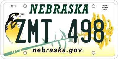 NE license plate ZMT498