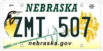 NE license plate ZMT507