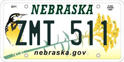 NE license plate ZMT511