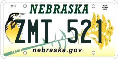 NE license plate ZMT521