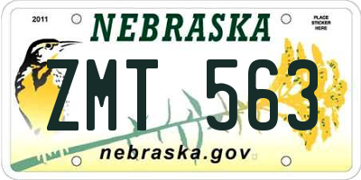 NE license plate ZMT563