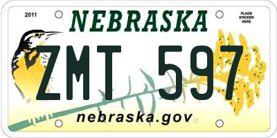 NE license plate ZMT597
