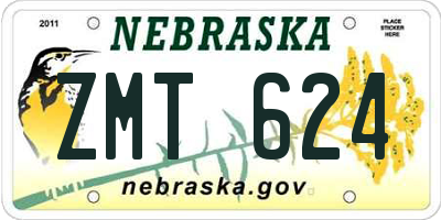 NE license plate ZMT624