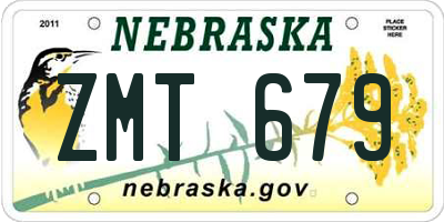 NE license plate ZMT679