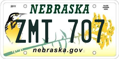 NE license plate ZMT707