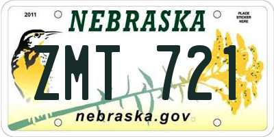NE license plate ZMT721