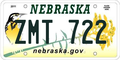 NE license plate ZMT722