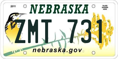 NE license plate ZMT731